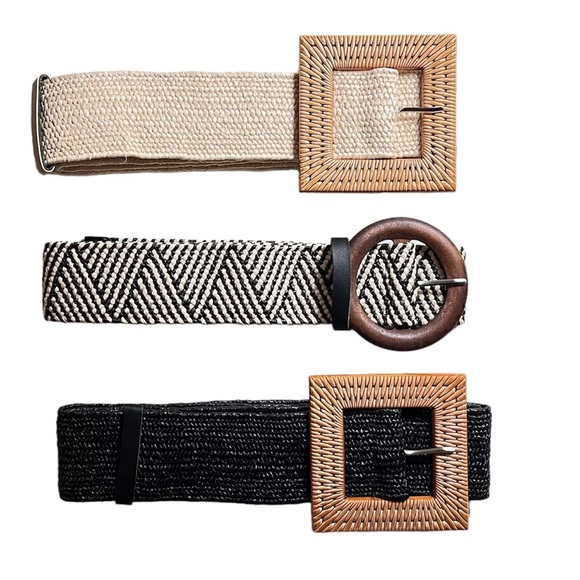 WHIPPY 3 Pack Straw Woven Elastic Stretch Waist Belt Fashion Boho Dress Braide - Picture 8 of 8